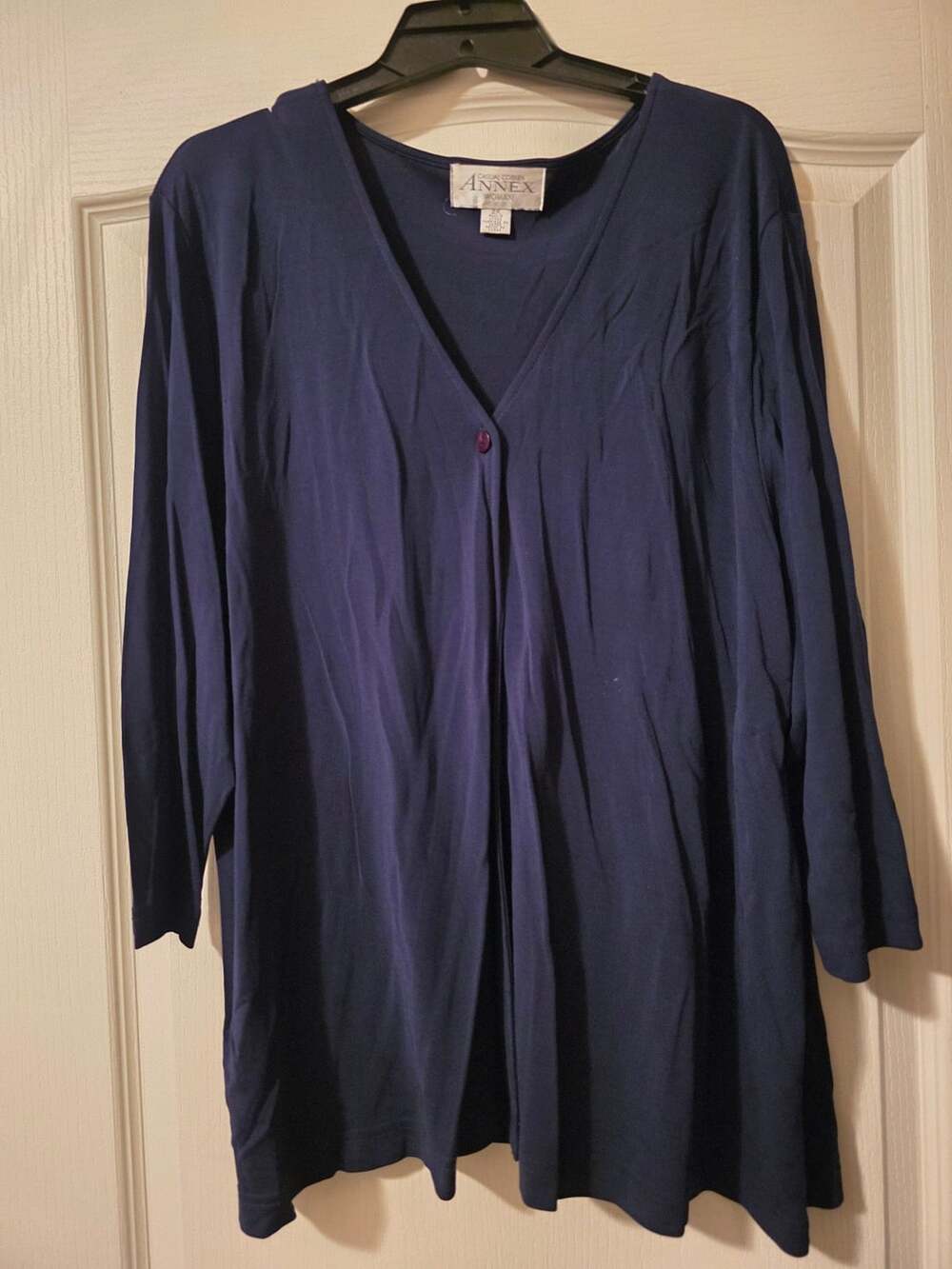 Casual Corner Annex Woman 2 Piece Navy Blue Print Top and Tank Size 1X/2X